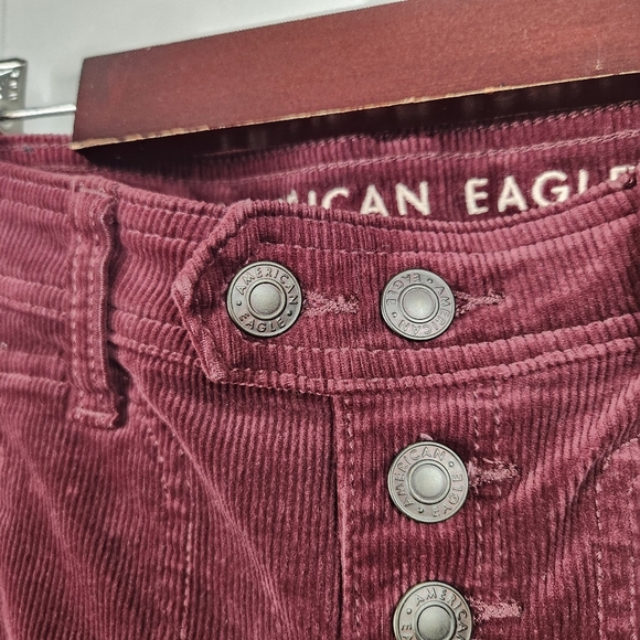 American Eagle Burgundy Corduroy Skinny Jeans Jeggings Pants Button Fly size 2 - Picture 4 of 12